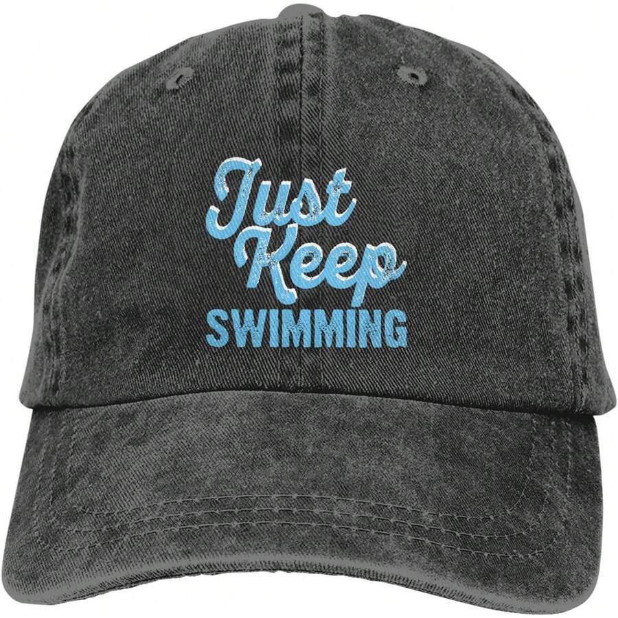 Регулируемая хлопковая бейсболка с вышитой цитатой Swim Like A Girl Унисекс Низкопрофильная кепка Папа One Size