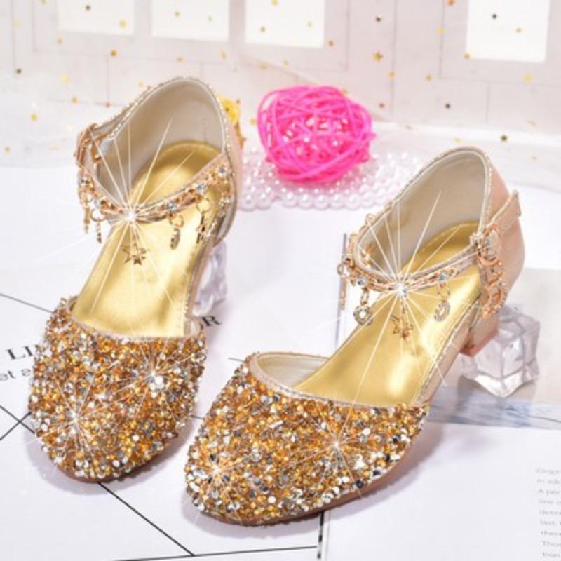 

Обувь из высококачественной кожи, детская обувь с кристаллами 36 золотой