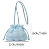 Women Puffer Bucket Bag Detachable Strap Drawstring Shoulder Bags Solid Color Soft Padding Handbag for Outdoor Travel
