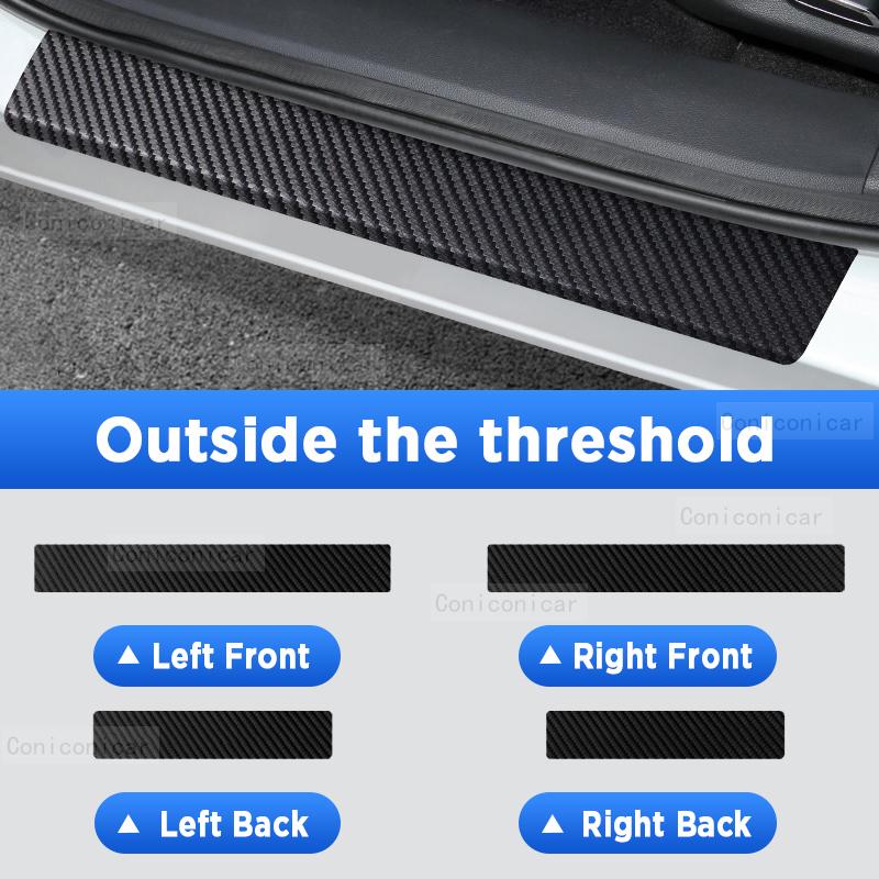 For Changan UNI-K 2024 2025 Auto Tailgate Guard Door Sill Pedal Carbon Fibre Texture Accessories Leather PU Car Sticker Trim Outside 4pcs