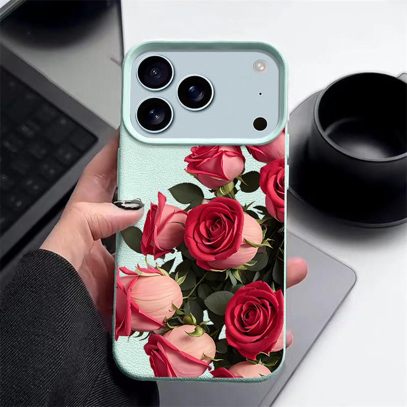 Luxury Rose Flower Phone Case For iPhone 17 Pro Max Funda iPhone 16 Pro Max 15 14 13 12 11 16e Air TPU Silicone Soft Cover Coque
