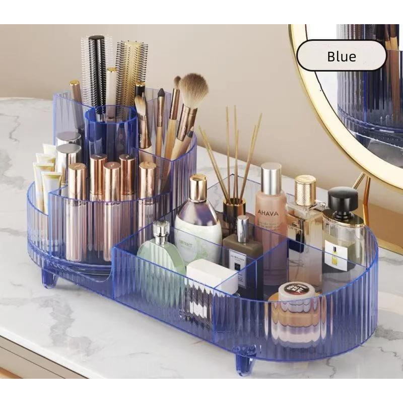Transparent Makeup Organizer 360° Rotating Cosmetic Tools Storage Large Capacity Makeup Brushes Display Case Holder Desktop