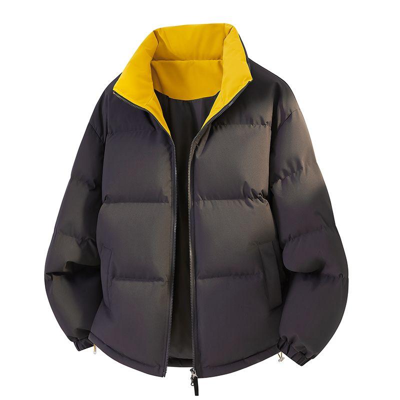 

Medm Beprp Color-Blocked Stand-Up Collar down Cotton Jacket for Men, Loose Casual Puffer Jacket for Winter, Cold-Proof Coat M2006 Dark Gray 4XL(Recommend 100-110kg)