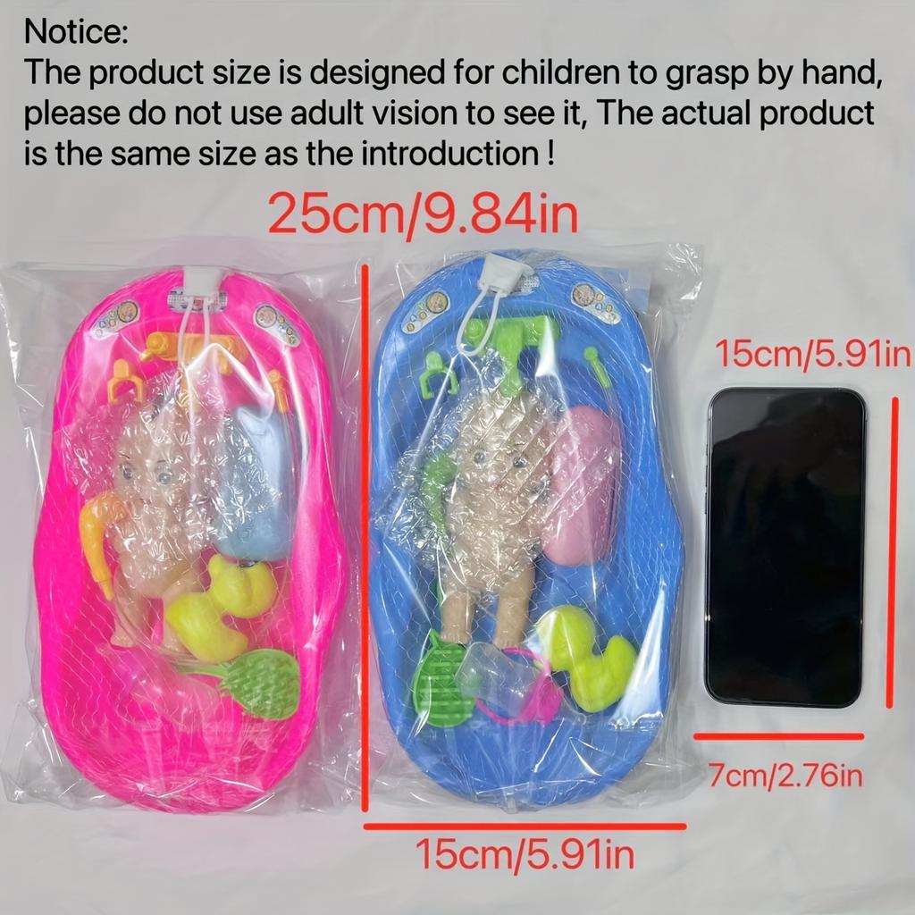 Realistic Baby Doll Bath Toys Little Newborn Doll Bath Set with Bathtub Shower Accessories Soap Duck Bottle for Kid Pretend Play