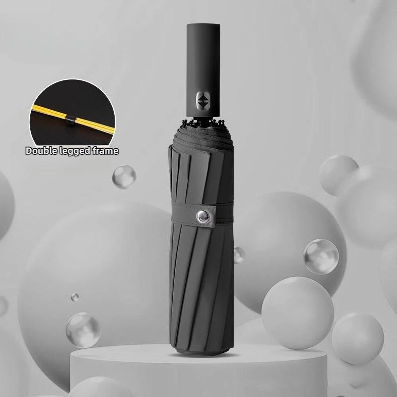 

Полностью автоматический зонт с 12 спицами для улицы, портативный складной, дождевик, простые дорожные зонты, бытовой ветрозащитный, с защитой от ультрафиолета Iron&12K чёрный