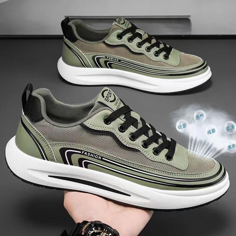 Summer Men's New Mesh Sports Casual Shoes Breathable Fashion Versatile Youth Board Shoes Lace-up