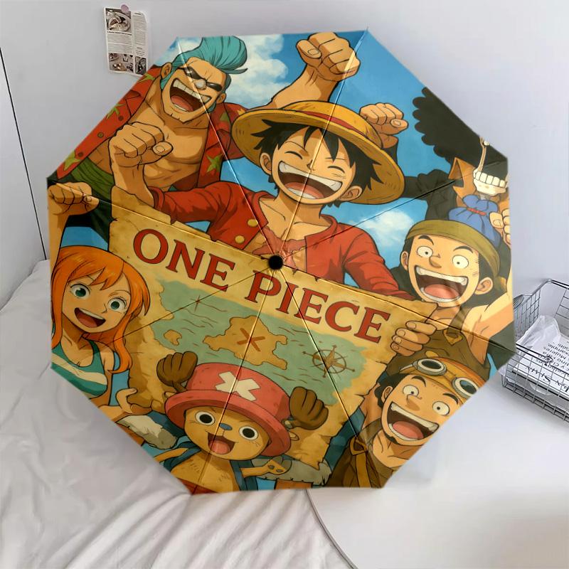 1 PC Automatic Folding Umbrella - Anime One Piece Pattern Portable Foldable Design With 8 Ribs Christmas Birthday Gifts
