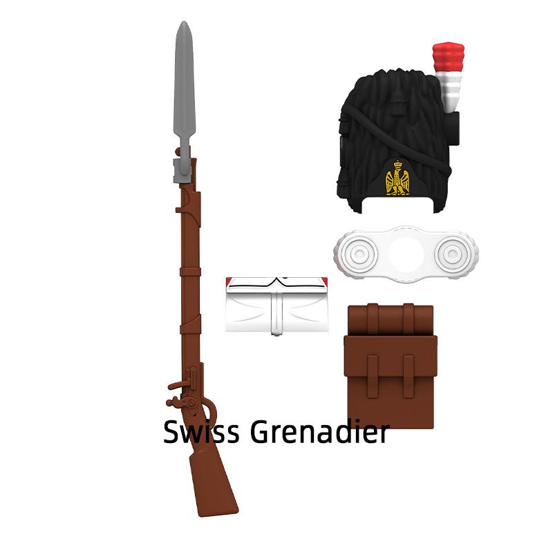 The N009-N012 Swiss Grenadier Dutch Dragoon Spanish Cuirasier Italian Light Infantry Model Blocks MOC Bricks Set Gifts Toys