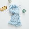 Girls Cute Imitation Cashmere Scarf Women's Winter Warm Solid Color Big Rabbit Fur Ball New Scarf Shawl