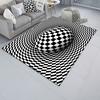 3D Vortex Optical Illusion Rug Vision Vertigo Area Rug Realistic Vortex Black And White Doormat Non-Slip Floor Mat for Living Room Bedroom Entrance