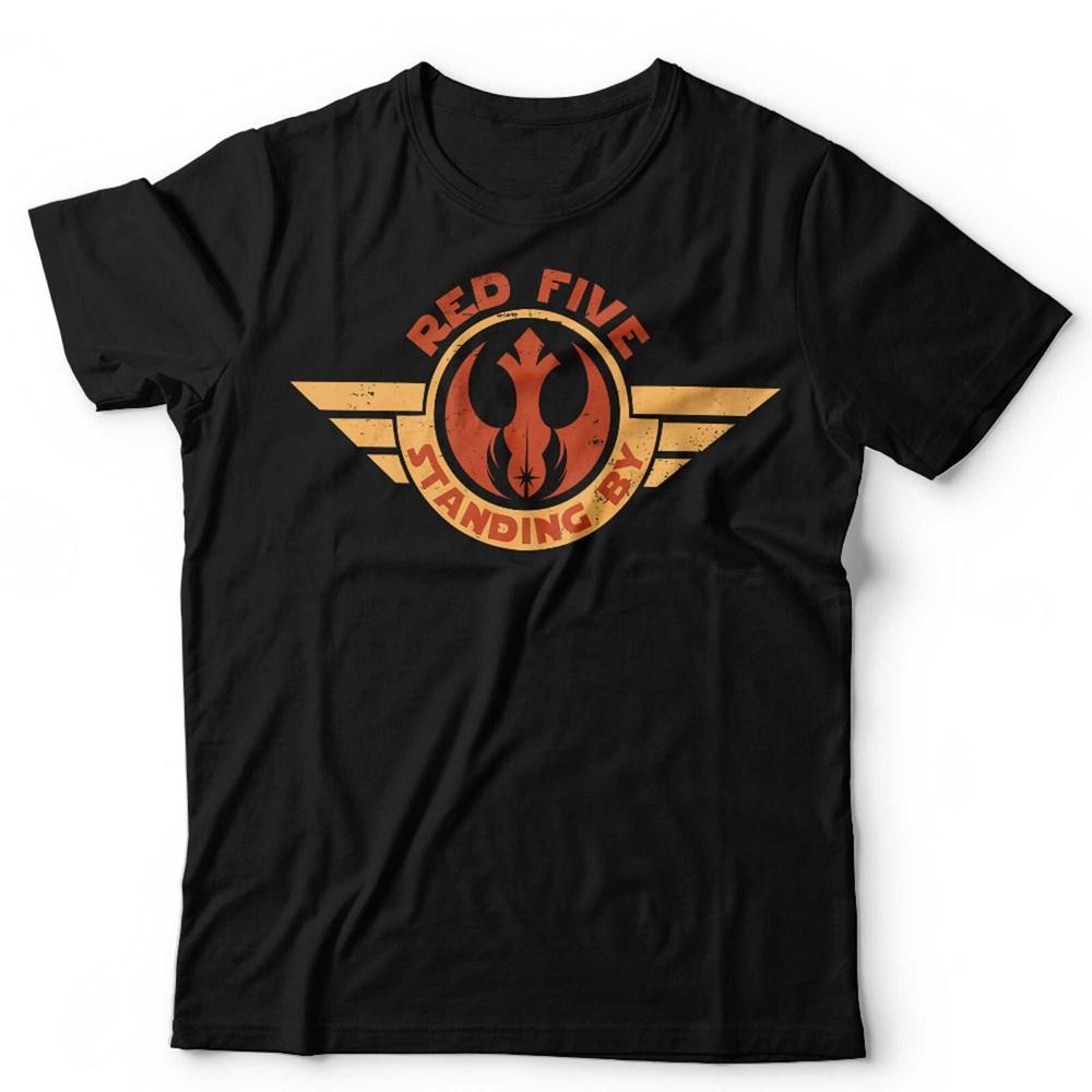 Red Five Standing By Unisex and Kids T Shirt Sci Fi Starfighter Movie Quote Retro