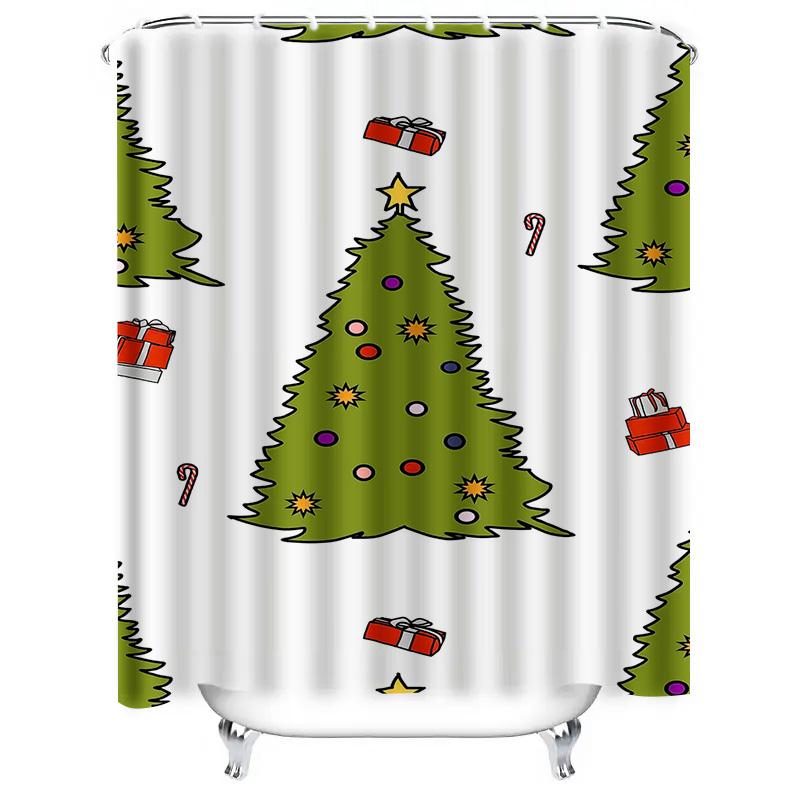 Tuniu Cute Christmas Bathroom Shower Curtain Holiday Festive Fun Holiday Decor Holiday Gift Santa Claus Reindeer Snowman Pattern