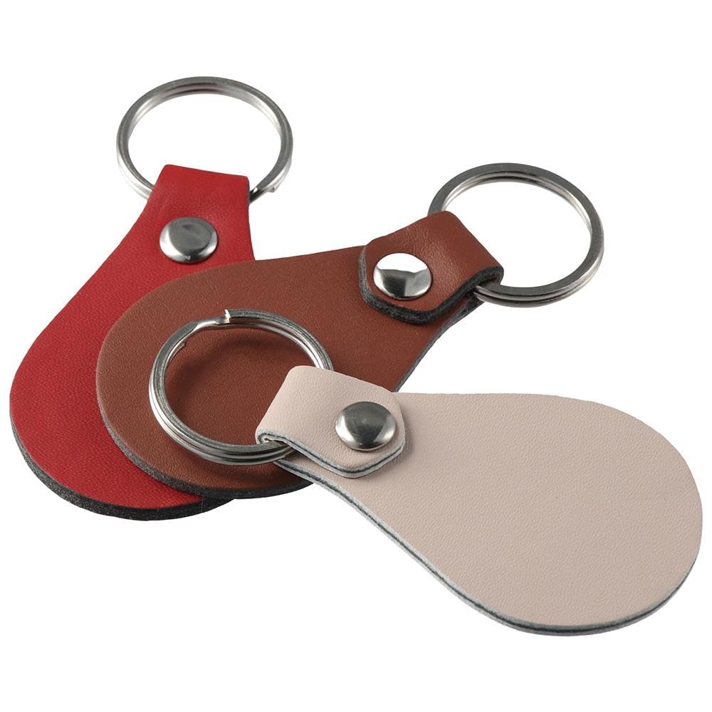 30 Pieces Leather Key Fob 6 Colors PU Leather Keychain Blanks with Key Rings and Engraving Keychain Blanks for Keychain Making Kit, Rivets,