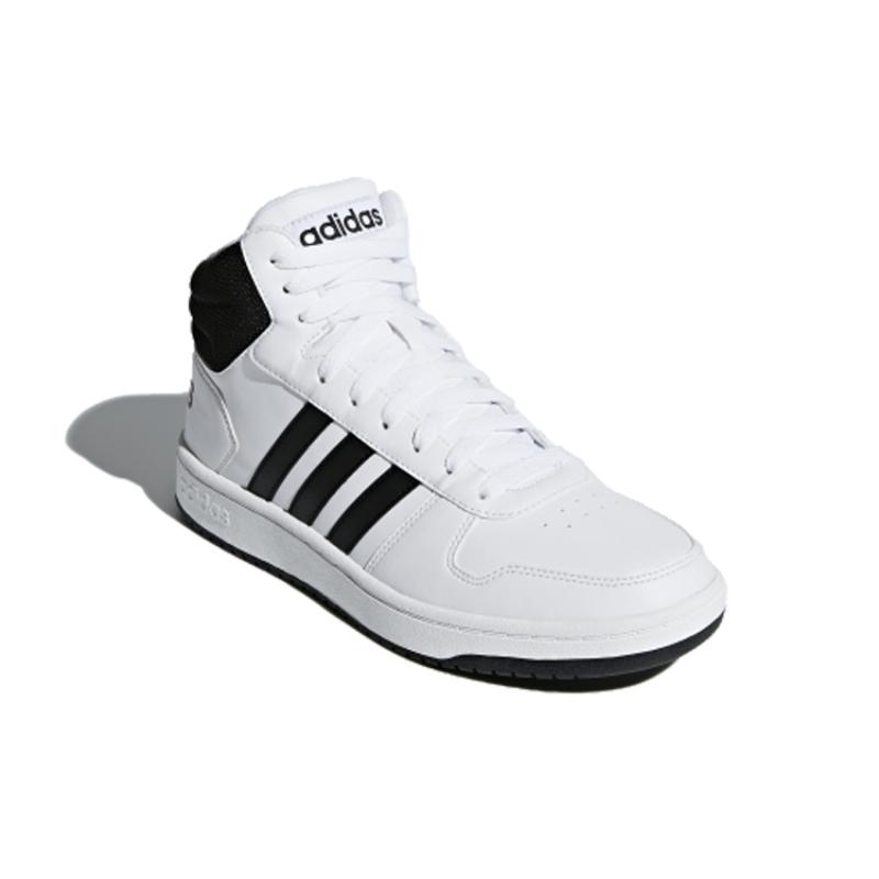 Adidas Hoops 2.0 Mid White Black Sneakers BB7208