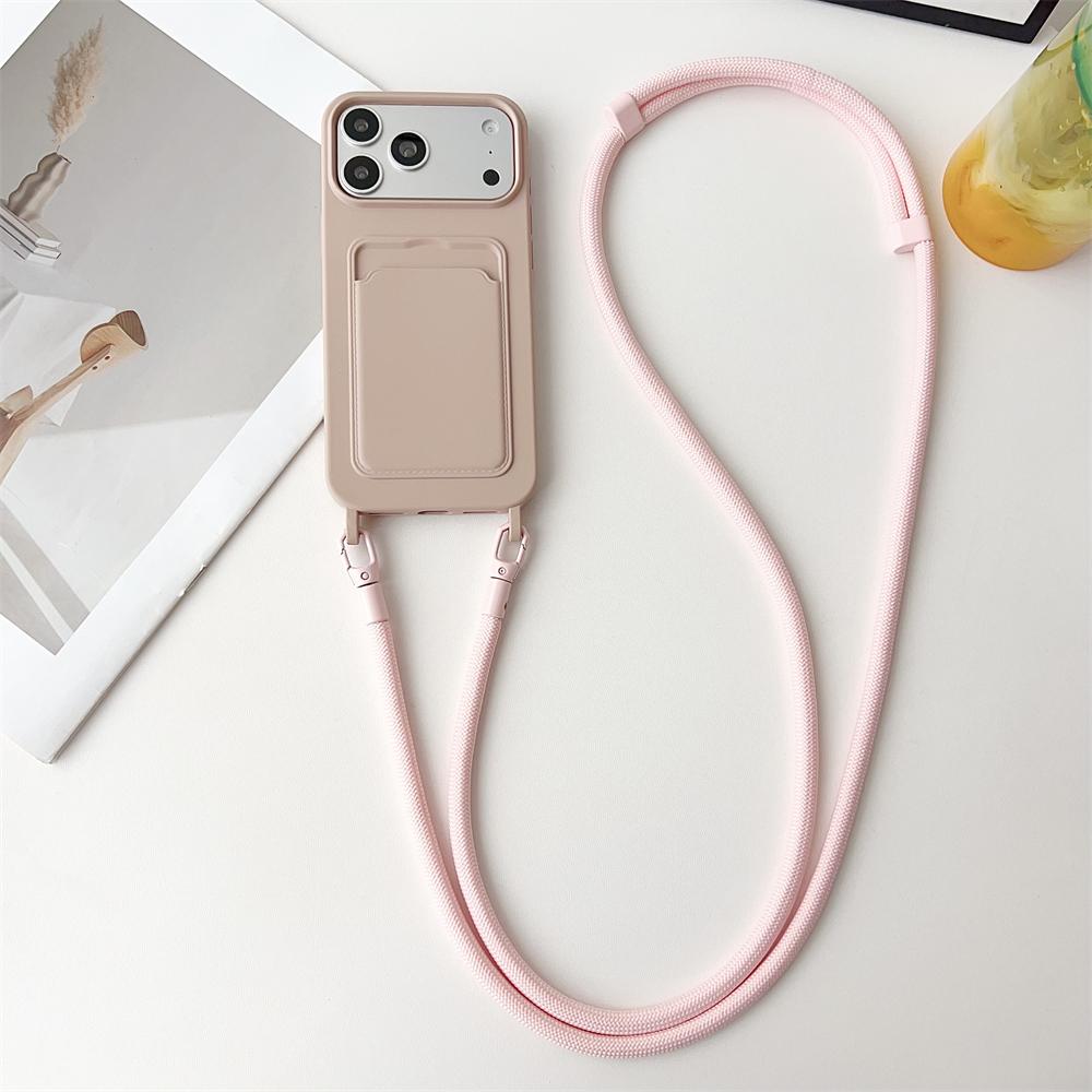 Crossboby Lanyard Rope Phone Case For iPhone 17 Air 16 15 14 Plus 13 12 11 Pro Max Silicone Card Package Fall Prevention Cover
