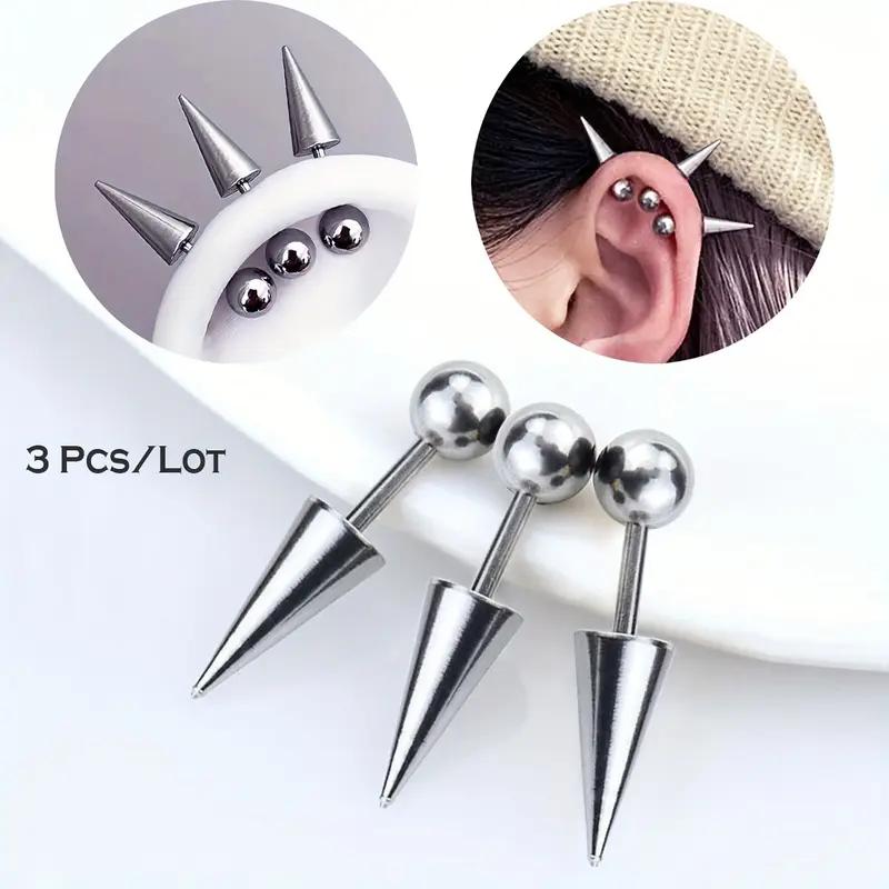 3 ks/šarže Punk Rock Nerezová ocel Hroty Helix Piercing do ucha Čertovský Stack Chrupavka Piercing do těla Šperky Sada pro muže Ženy