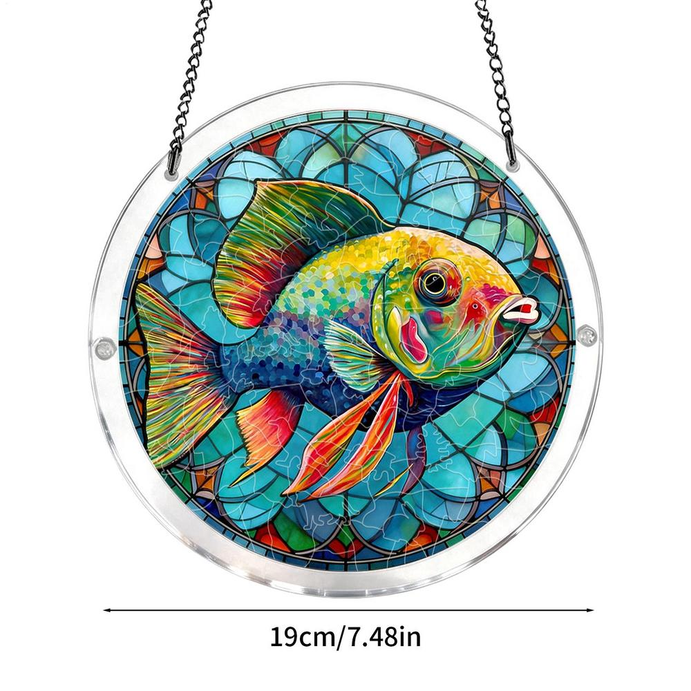 Acrylic Puzzle Suncatcher Acrylic Animal Pattern Stained Art Decor 7.48 Inches Window Suncatcher For Home Living Room Window