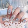 Christmas Blue Smudging Fake Nails Easy to Apply Simple to Peel off Nails for Stage Performance Wear