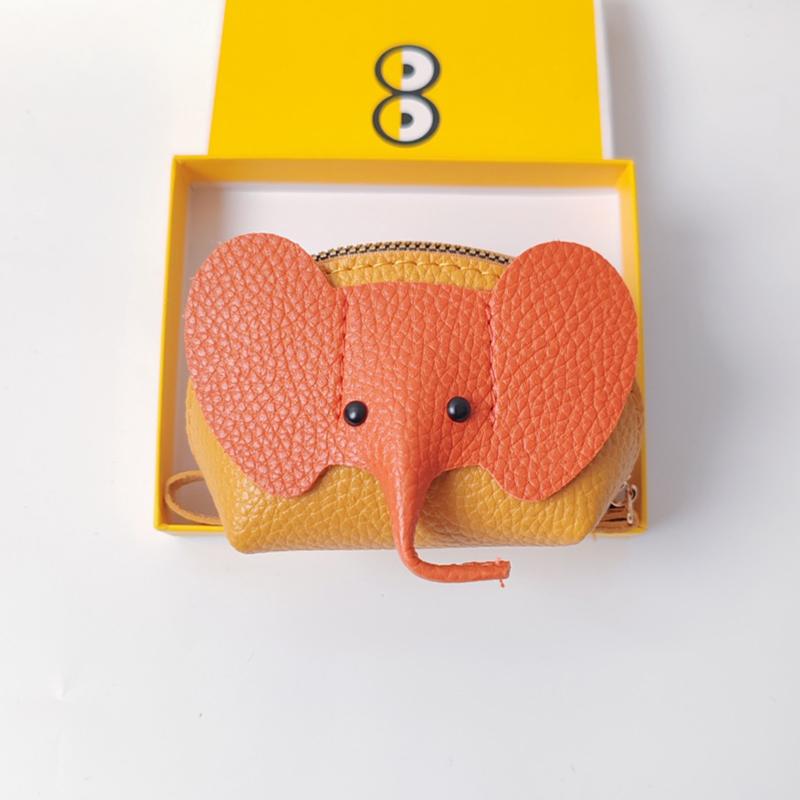 Pu Leather Baby Elephant Coin Purse Women'S Bag Pendant Creative Card Holder Storage Lipstick Envelope Zipper Money Bag