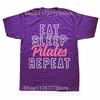 Funny Eat Sleep Pilates Repeat Pink Cute T Shirts Cotton Short Sleeve Gifts Mens Clothing Fashion Casual Loose Oversized T Shirt
