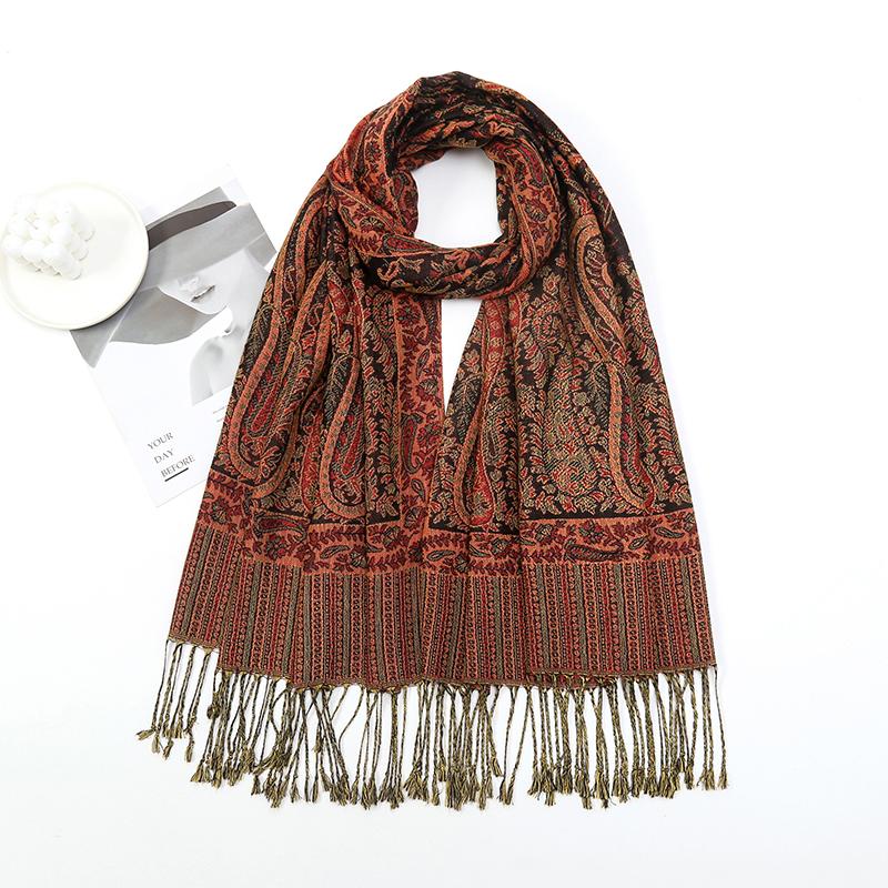 Women Winter Scarf Cashmere Pashmina Shawls And Wraps Bufandas Floral Print Warm Thick Scarves Blanket For Lady  Newpe