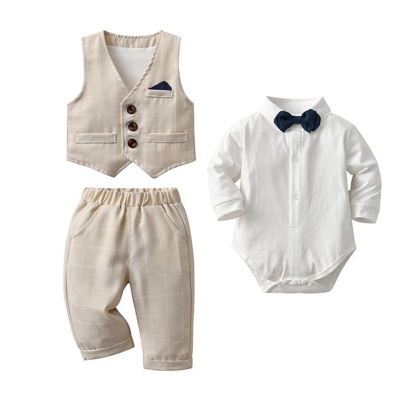 Kids' Spring/Autumn Vest & Suit Set - Baby Gentleman Formal Wear for Boys