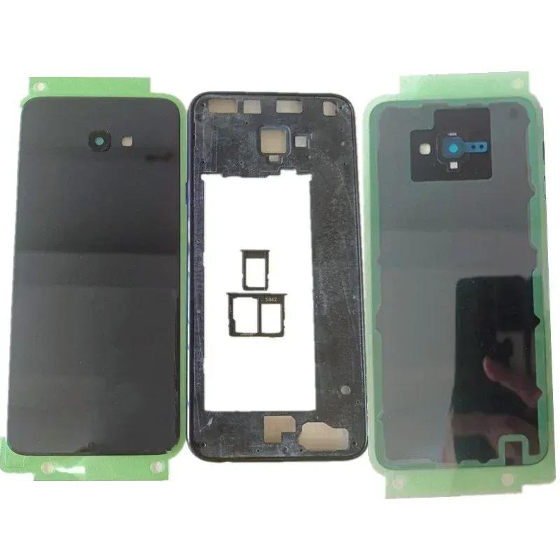 Housing Middle Frame+Battery Back Cover+Camera Lens+Sim Card Tray Replace for Samsung Galaxy J4 Plus 2018 J415 J415F J415FN