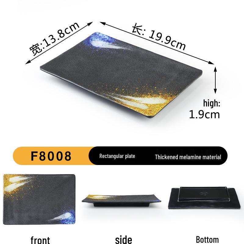 Japanese Retro Melamine Rectangular Plate for Hot Pot, Sushi, Yakiniku, and Barbecue