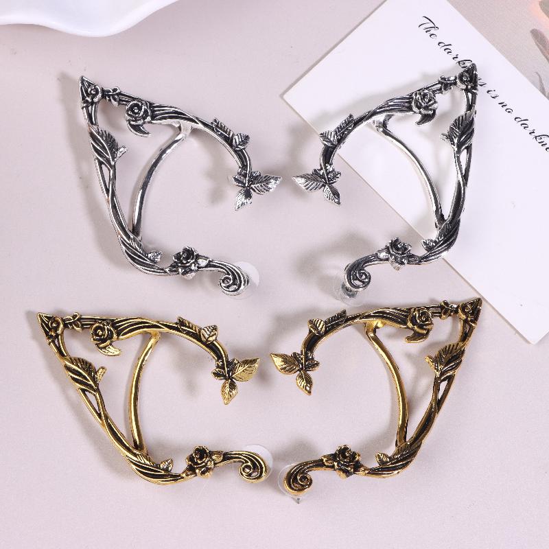 Gothic-Feen-Elfen-Ohrclips für Damen – Statement-Ohrringe im Vintage-Stil, Schmuck-Geschenk für Halloween-Partys