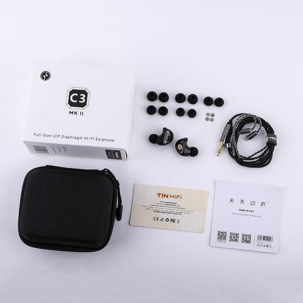 Linsoul TinHiFi C3 MKII High-End Dynamic In-Ear Earphones, Lightweight & Ergonomic Design with Carbon Fiber Cover, Based on Harman Target and