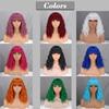 MERISIHAIR Parrucca corta ondulata Bob con frangia Colore rosso rosa Moda donna Lunghezza spalla Parrucca ondulata naturale in fibra sintetica Cosplay