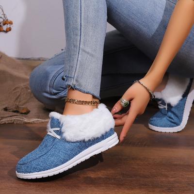 Damen Warme Winter Plüsch Stiefeletten Stiefel Einfarbig Runde Zehenpartie Sportschuhe Ballerinas Slipper Damen Freizeit Baumwollschuhe Damen