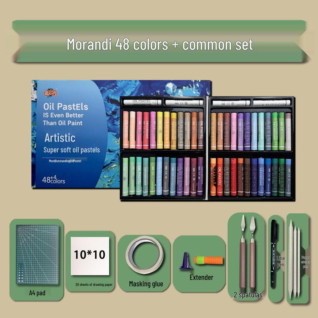 48-Color Super Soft Oil Pastels Set with Scraper - Child's Painting Kit
