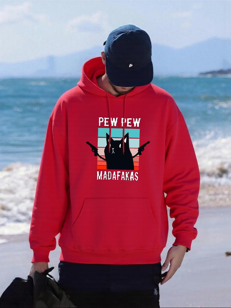 Pew Pew Madafakas Cats Prints Hoody Men Casual Oversized Pullover Autumn Fashion Hoodies Multicolor Pocket Male Sportswear