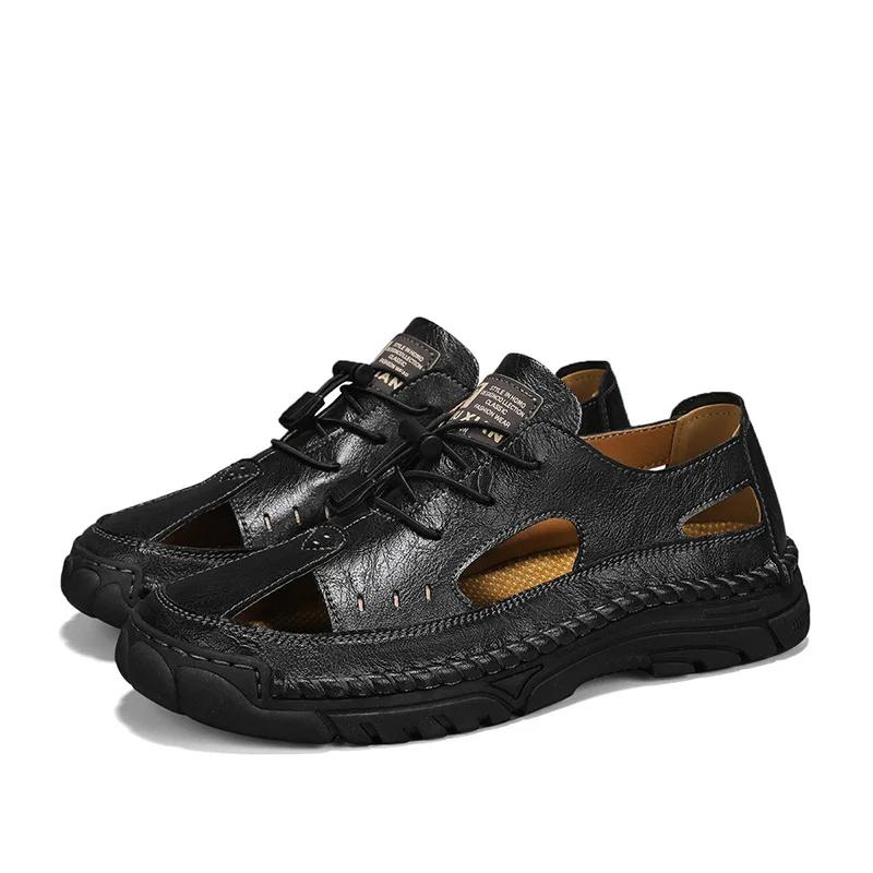 Men's Shoes Leather Male Hollow Out Walking Shoes Men Outdoor Driving Shoe Fashion Mens Sneakers Non-Slip Casual Luxury Sandals