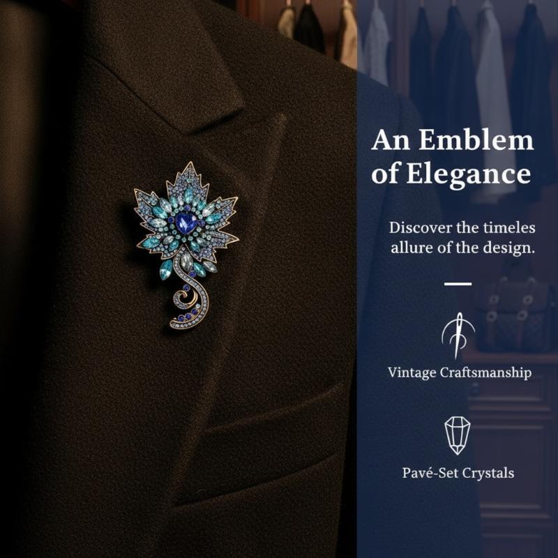Vintage Court Style Leaves Brooches For Women Unisex Rhinestone Plants Casual Party Brooch Pin Gifts