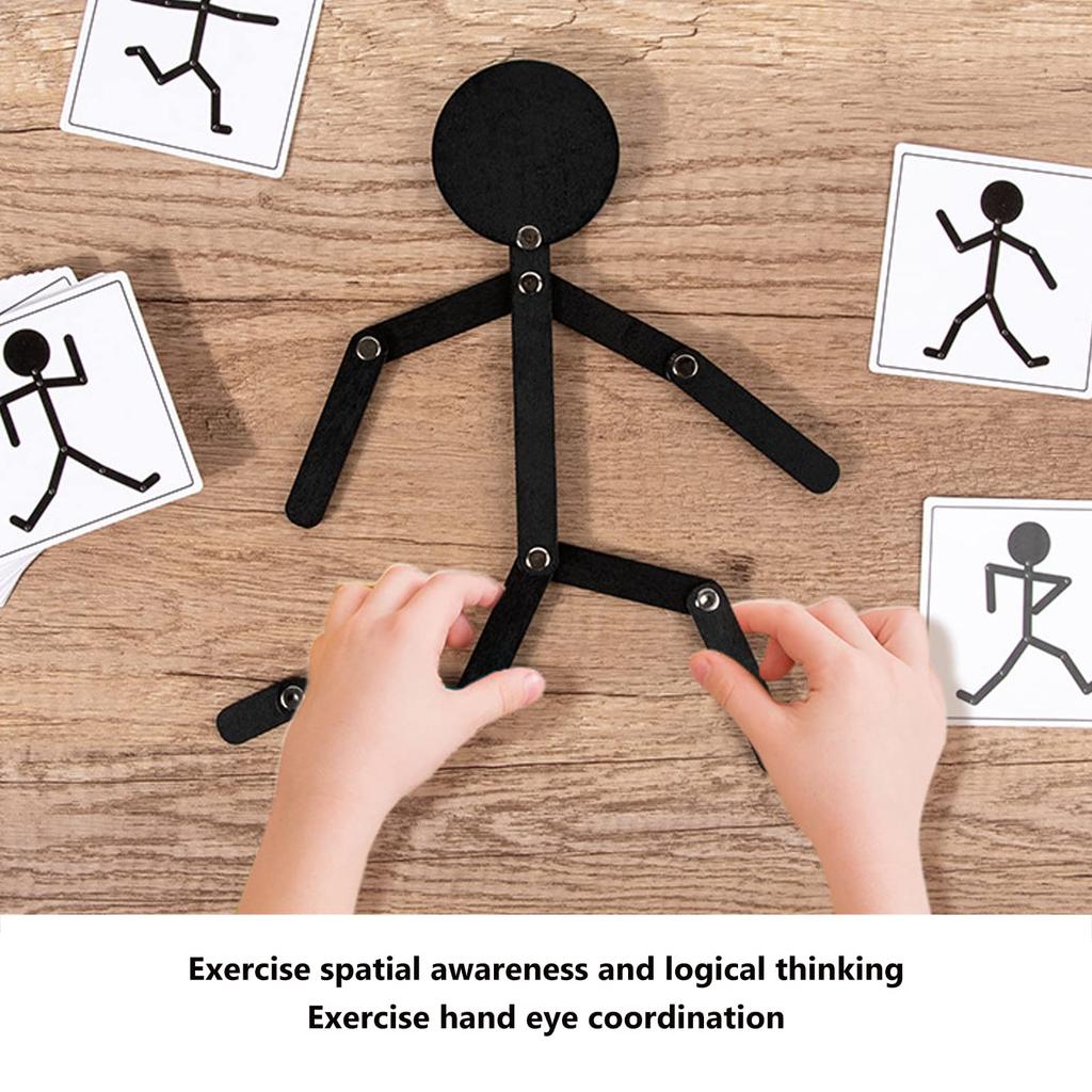 Stick Figure Toy, Exercise and Coordination, Burr-Free Black Basswood, Educational Puzzle Toy, Plush Toy for Kids, Boys and Girls, Cute Plush Toy