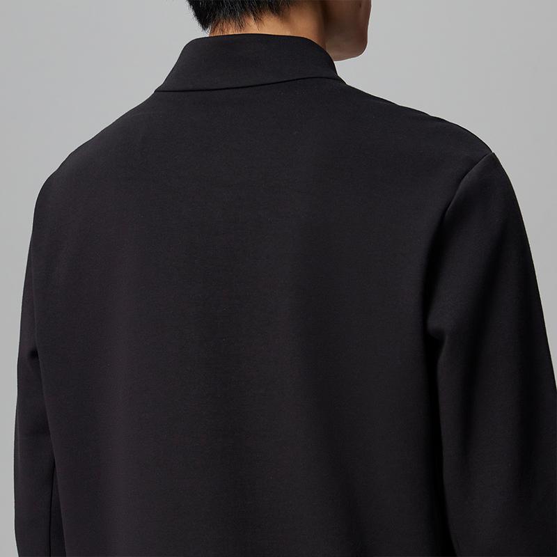 Saucony Casual Solid Color Half High Neck Soft Half Zip Long Sleeve Sweatshirt Men sweatshirt Black SC2240216AL-BK01