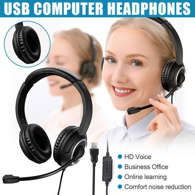 Kabelgebundenes USB-Headset, Call-Center-Kopfhörer mit Mikrofon, Geräuschunterdrückung über Gaming-Over-Ear-Headsets für Computer, PC, Laptop