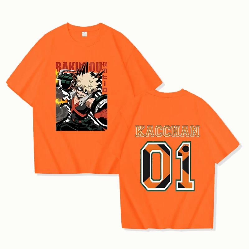 Hot Anime Bakugou Katsuki 01 Printing T-shirt Women Men Fashion Short Sleeve Street Casual Personality Y2k Summer T-shirt