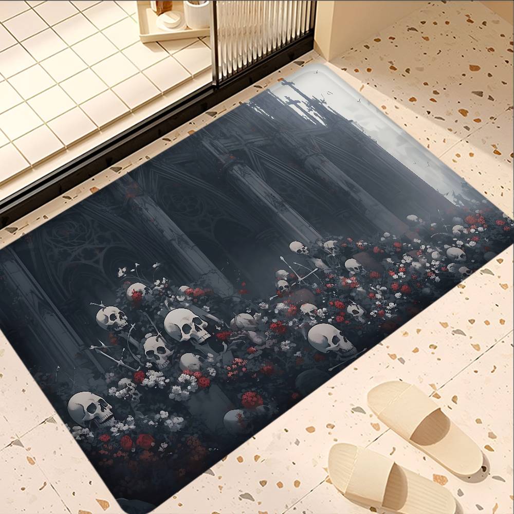 Horror Skull Gothic Bathroom Mat Retro Multiple Choice Living Room Kitchen Rug Non-Slip Bedside Mats