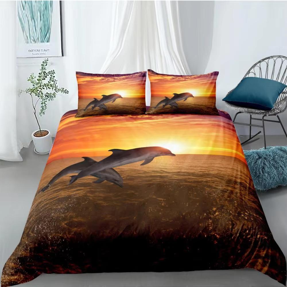 Ocean Animal Down Comforter Set Bedding Set 3-piece Coverlet Set