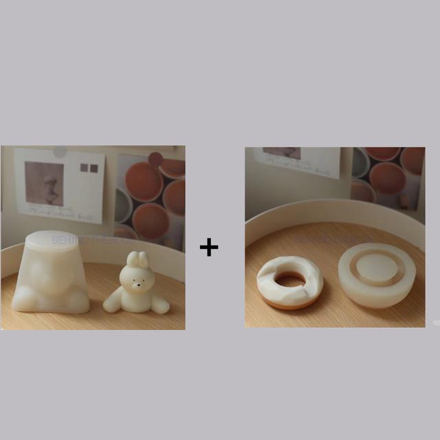 Cute Bear with Swimming Ring Silicone Mold DIY Creative Candle Mold for Candle Making Summer Party Supply Home Decor