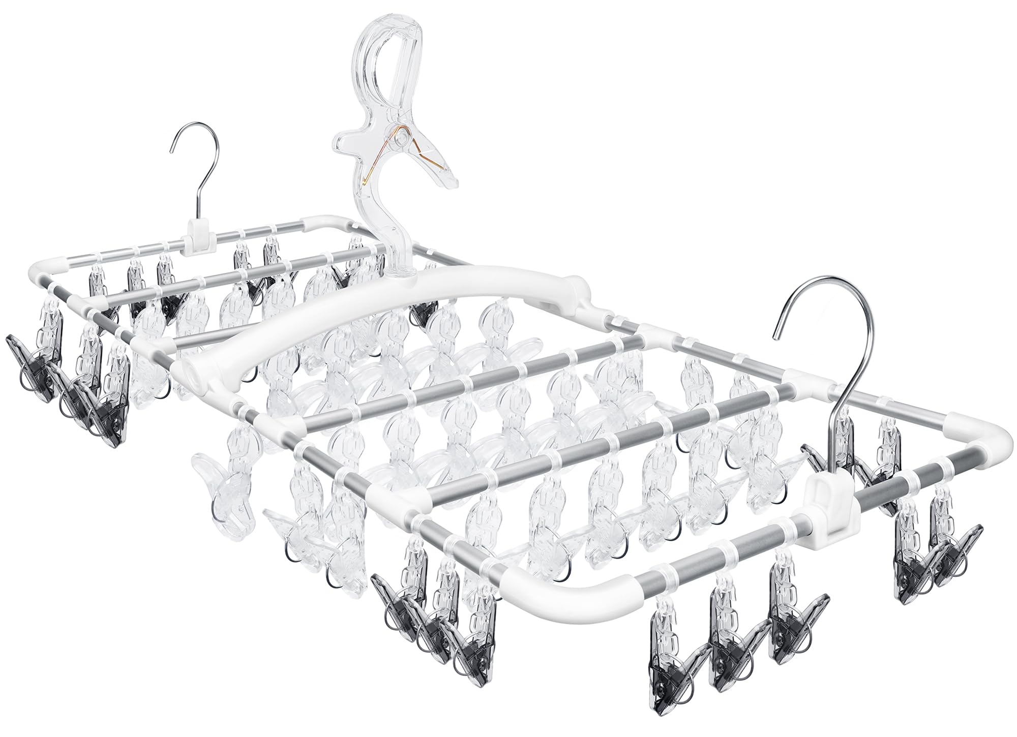 

IKURASHI Hanger with Aluminum Alloy Frame and PC Clips Durable and and Swivel Corner Hanger for and Pants Includes 12 Spare Clips of Each in 3 for DIY