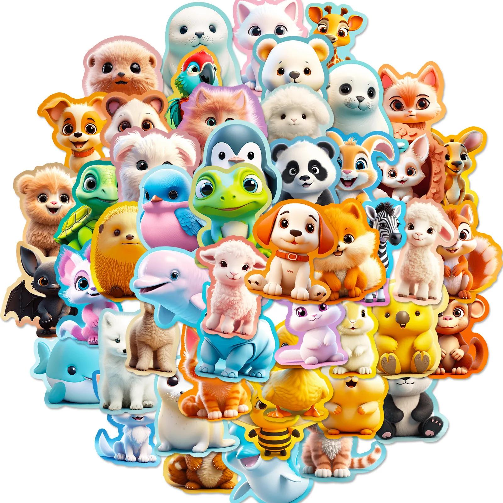 

50PCS Cute Cartoon Animal Stickers Aesthetic DIY Water Bottles Laptop Phone Skateboard Car Waterproof Sticker for Kids Toy Gift