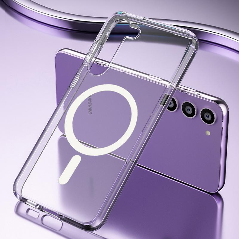 For Samsung Galaxy S23+ Slim Clear Phone Case Hard PC Soft TPU Anti-Drop Magnetic Cover