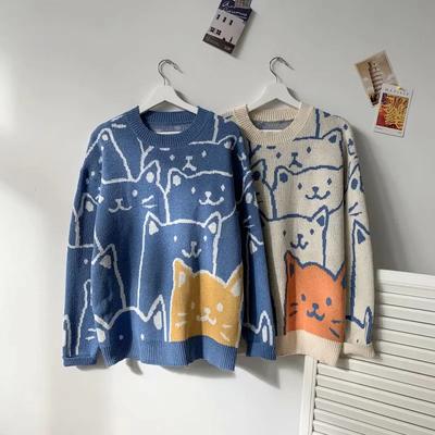 Y2k Vintage Sweater Men Winter Cartoon Loose Knitted Sweater Japanese Harajuku Hip Hop Streetwear Women Knitwear Pullovers