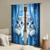 Cute Cat Print Curtains Bedroom Living Room Study Home Decor Curtain Light Filtering For Sitting Made Of Polyester With Rod Pocket