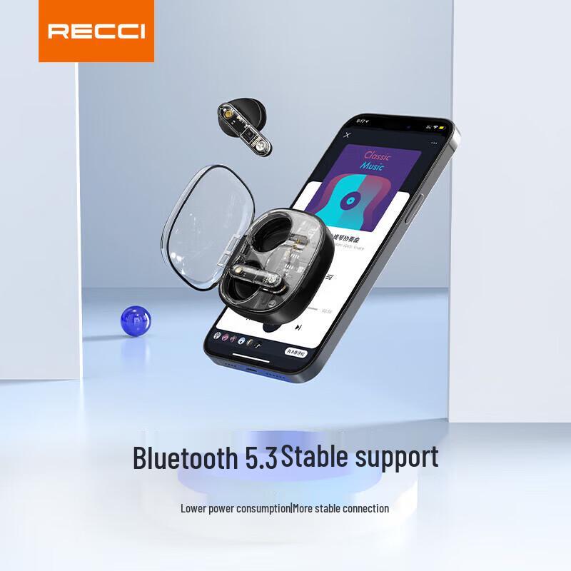 Recci REP-W58 Transparent Mech Half-In-Ear Wireless Earbuds