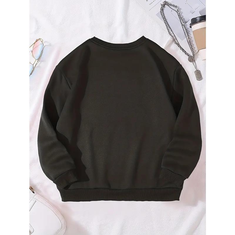 European sizes Kids' Round Neck Sweatshirt - Spring & Fall Casual Sweater, Regular Fit Uniform or Casual Attire, Easy-Care ' Blouse